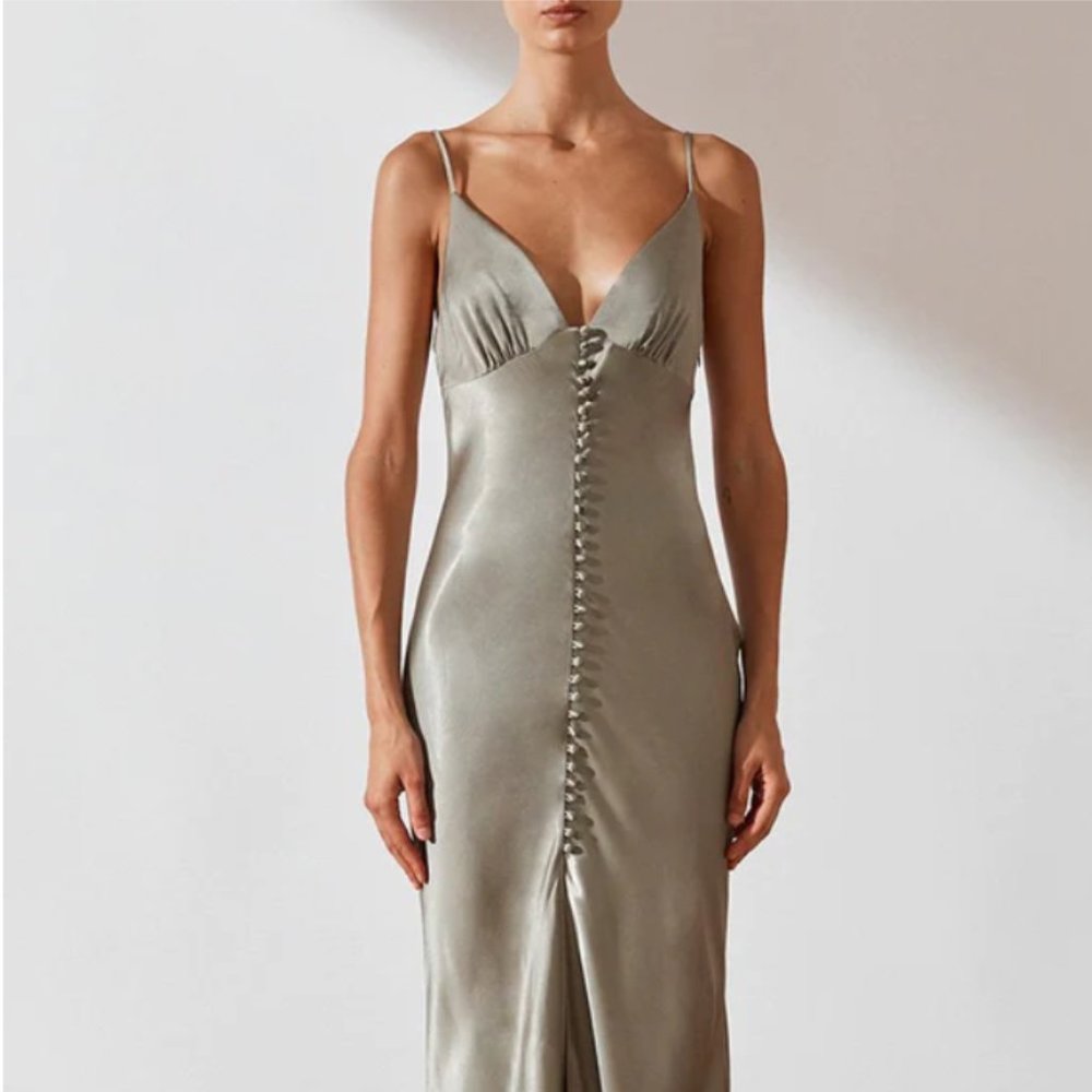 Shona Joy La Lune Bias Slip Dress - Sage